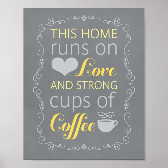 Póster This Home Runs on Love and Strong Cups of Coffee (Frente)
