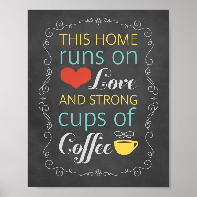 Póster This Home Runs on Love and Strong Cups of Coffee (Frente)