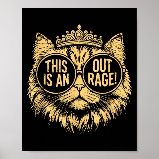 Póster This Is An Outrage Funny Princess Cat Donut Gold W (Frente)