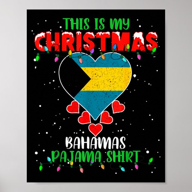 Póster This Is My Christmas Lights Love Bahamas Flag Paja (Frente)
