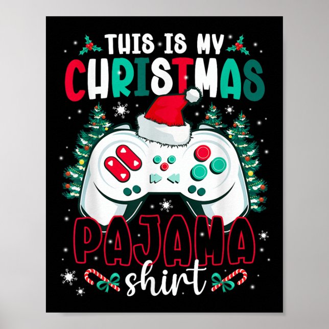 Póster This Is My Christmas Pajama Video Gamer Xmas Tree  (Frente)