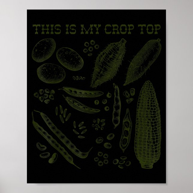Póster This Is My Crop Top Funny Gardening Pun Vegetable  (Frente)