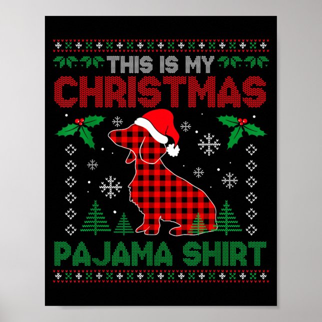 Póster This Is My Dachshund Dog Red Plaid Christmas Ugly  (Frente)