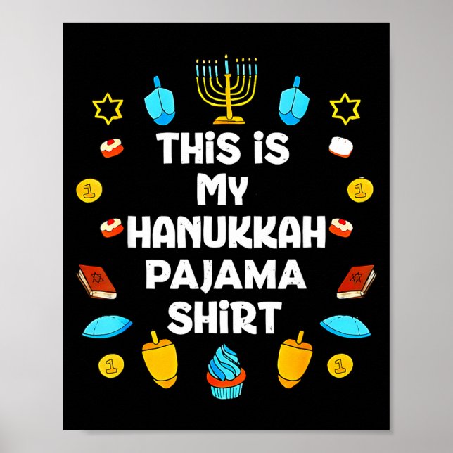 Póster This Is My Hanukkah Pajama Shirt Chanukah Jewish M (Frente)