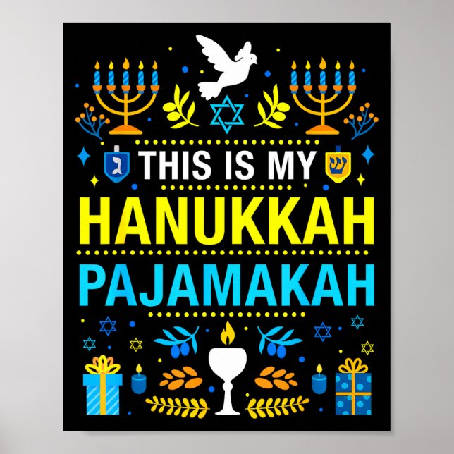 Póster This Is My Hanukkah Pajamakah For Jewish Christmas (Frente)
