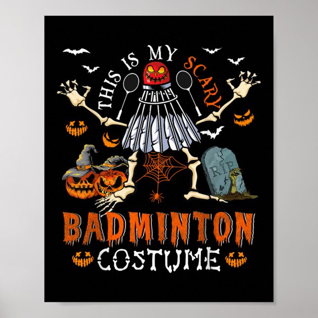 Póster This Is My Scary Badminton Costume Halloween Skele (Frente)