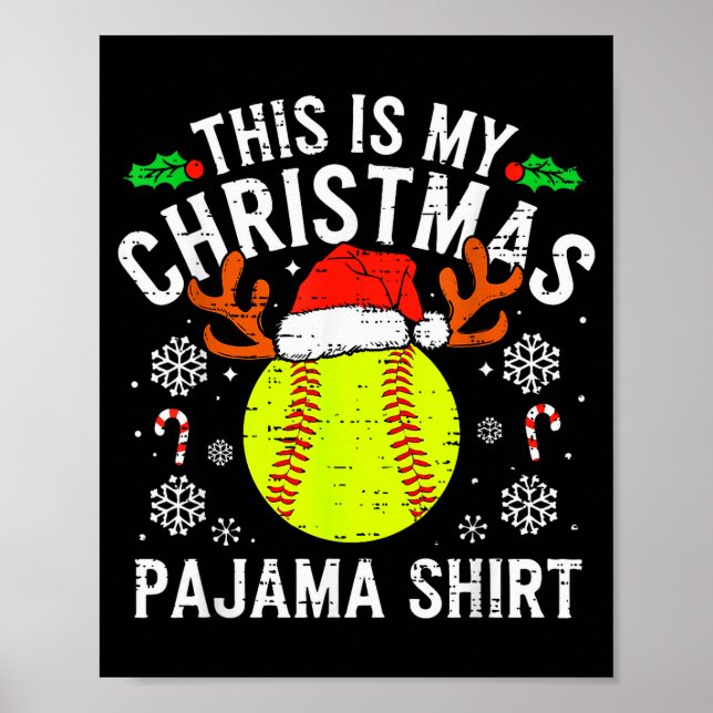 Póster This Is My Softball Christmas Pajama Shirt Srt Men (Frente)