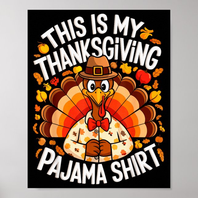 Póster This Is My Thanksgiving Pajama Shirt Adult Kid Men (Frente)