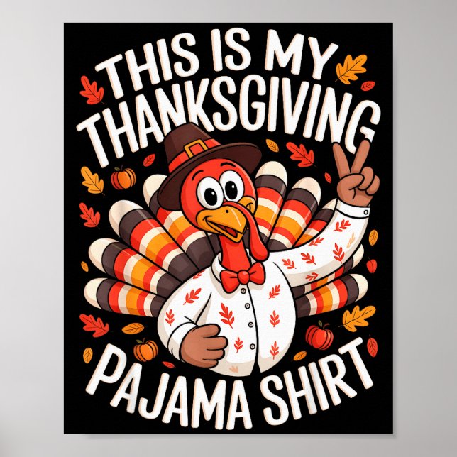 Póster This Is My Thanksgiving Pajama Shirt Pjs Adult Kid (Frente)