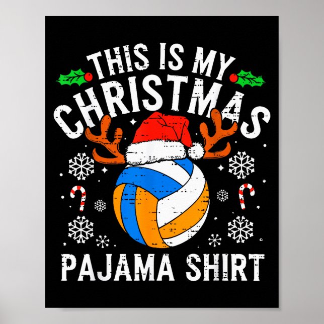 Póster This Is My Volleyball Christmas Pajama Shirt Men B (Frente)