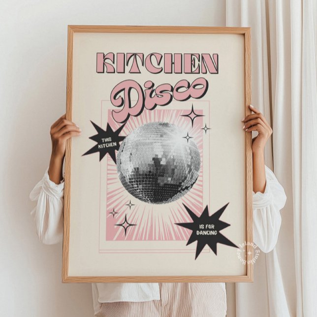 Póster This Kitchen Is for Dancing Poster Disco Poster (This Kitchen Is for Dancing Poster – Disco Kitchen wall art Print
)