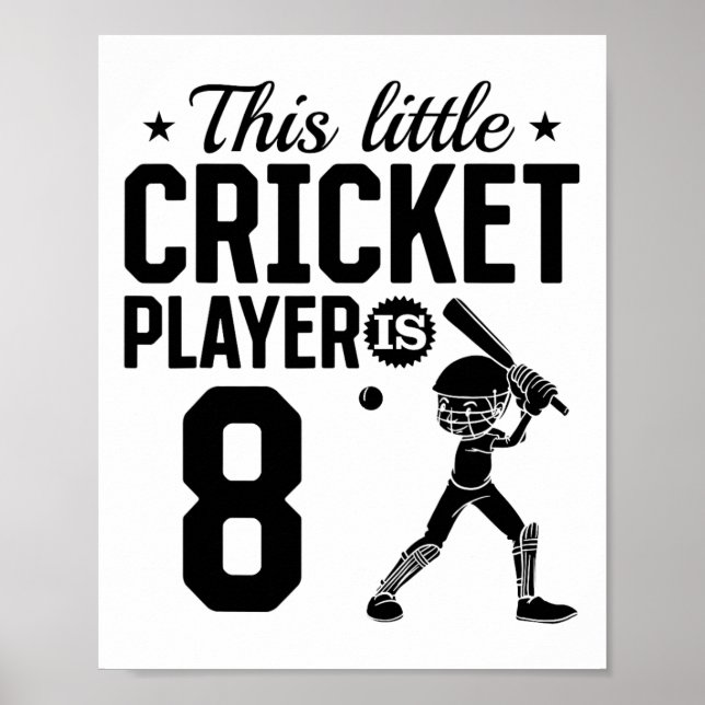 Póster This Little Cricket Player Is 8 Years Old - 8th Bi (Frente)
