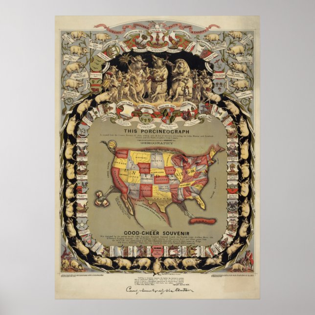 Póster "This Porcineograph" (Forbes) 1876 BigMapBlog.com (Frente)