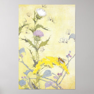 Póster Thistle and Bee on Goldenrod