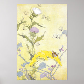 Póster Thistle and Bee on Goldenrod