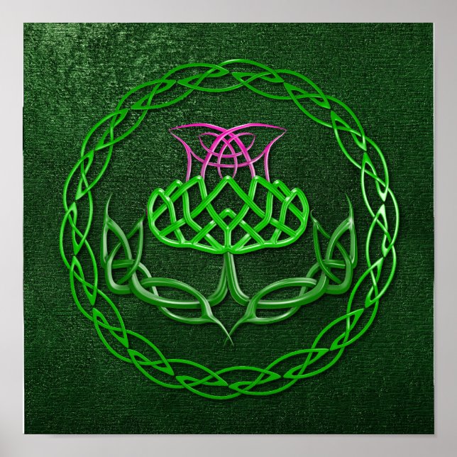 Póster Thistle de nudo celta colorido (Frente)