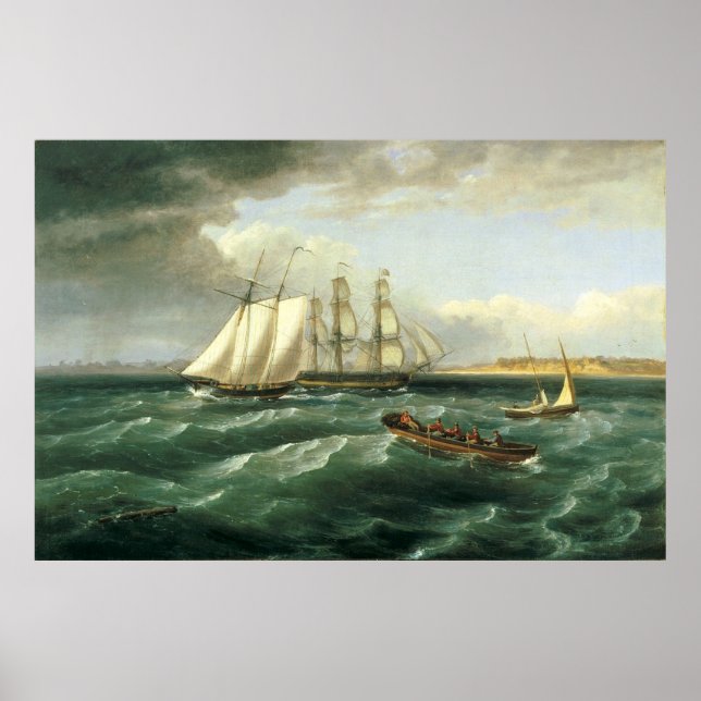 Póster Thomas Birch / Boca de Delaware, 1828 / (Frente)