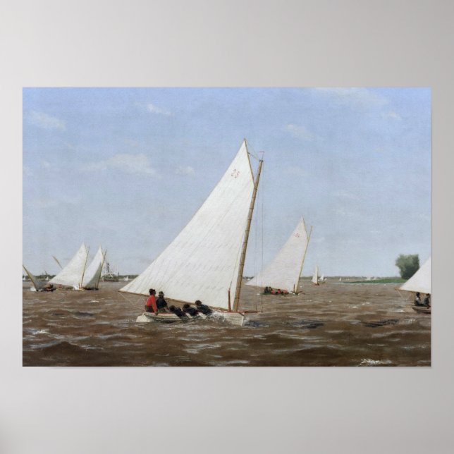 Póster Thomas Eakins - Carreras de veleros en Delaware (Frente)