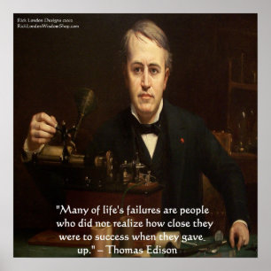 Póster Thomas Edison "B4 Success" Wisdom Quote Poster