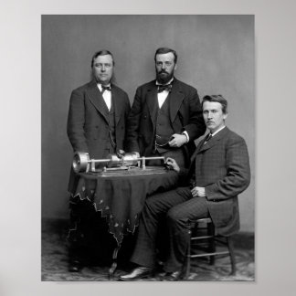 Póster Thomas Edison Con Su Fonógrafo