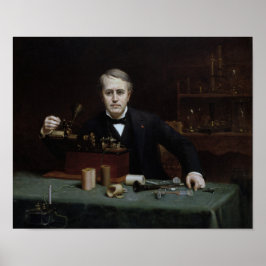 Póster Thomas Edison en su laboratorio