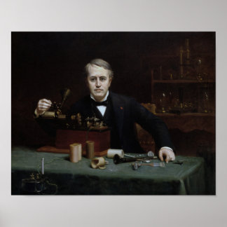 Póster Thomas Edison en su laboratorio