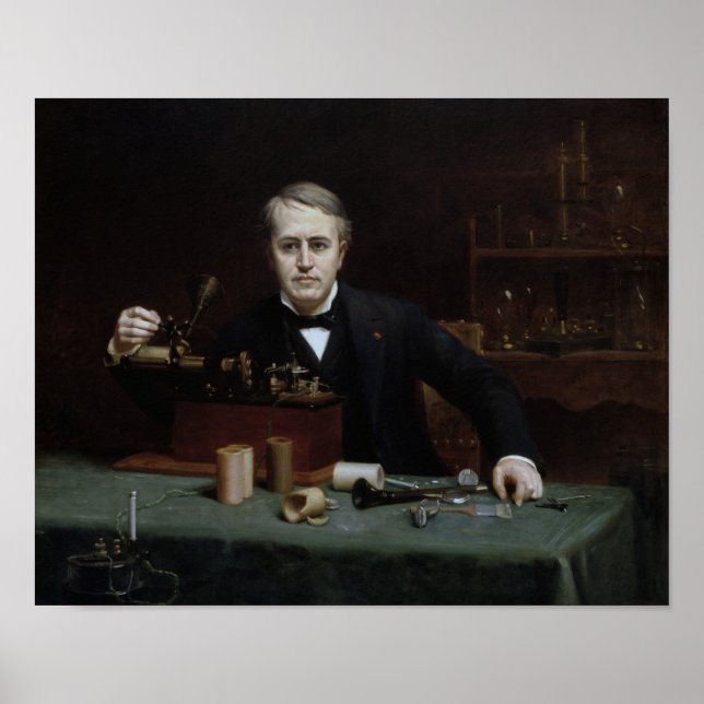 Póster Thomas Edison en su laboratorio (Frente)