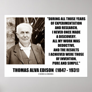 Póster Thomas Edison Resultados Inventa pura y simple cit