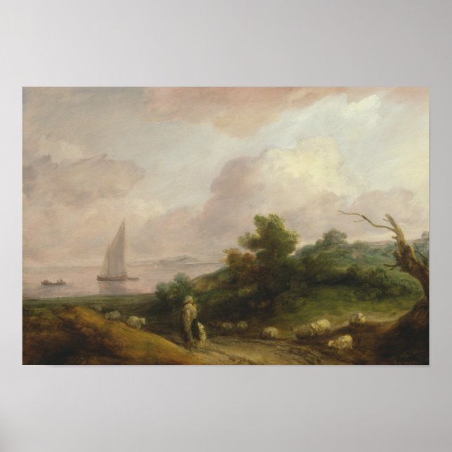 Póster Thomas Gainsborough - Paisaje costero (Frente)