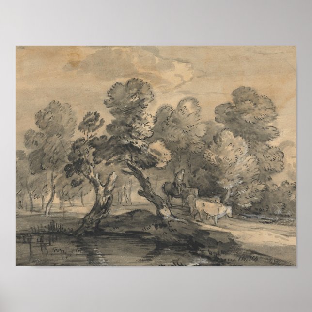 Póster Thomas Gainsborough - Paisaje de madera (Frente)