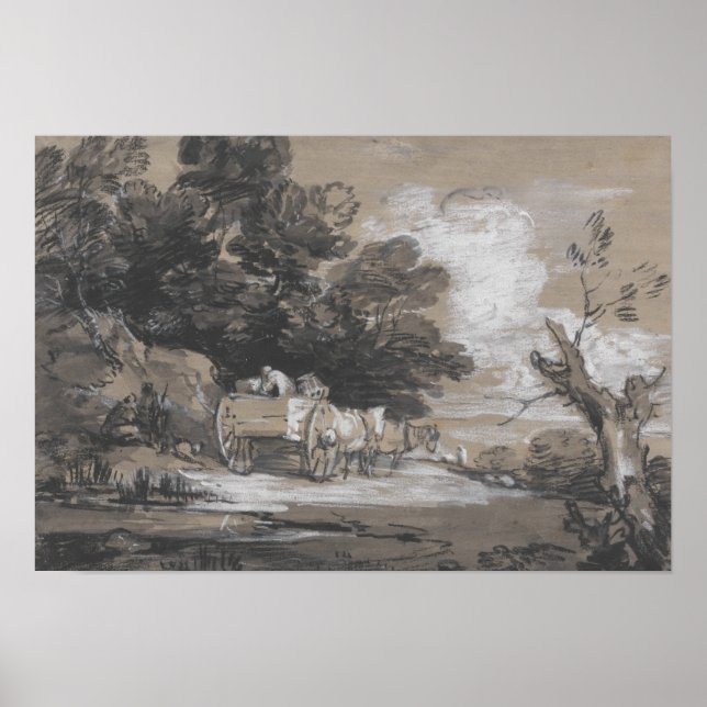 Póster Thomas Gainsborough - Paisaje de madera (Frente)