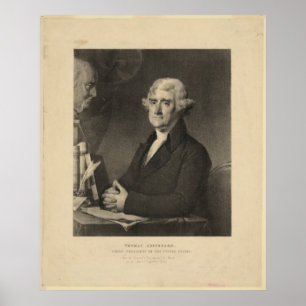 Póster THOMAS JEFFERSON 3rd U.S. President Lithograph