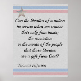 Póster Thomas Jefferson cita regalos de libertad