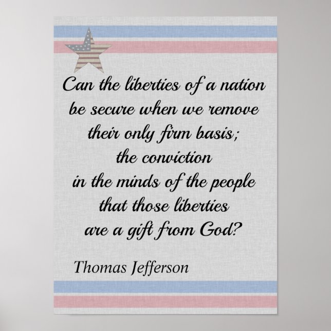 Póster Thomas Jefferson cita regalos de libertad (Frente)