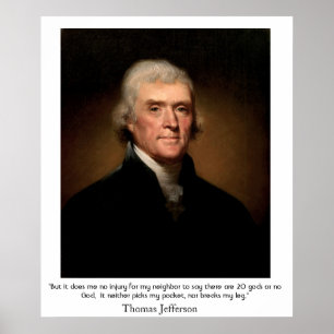 Póster Thomas Jefferson en el estado y la religión