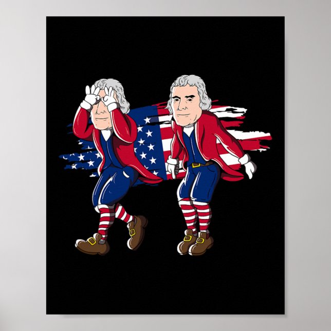 Póster Thomas Jefferson Griddy Bandera Americana 4 De Jul (Frente)