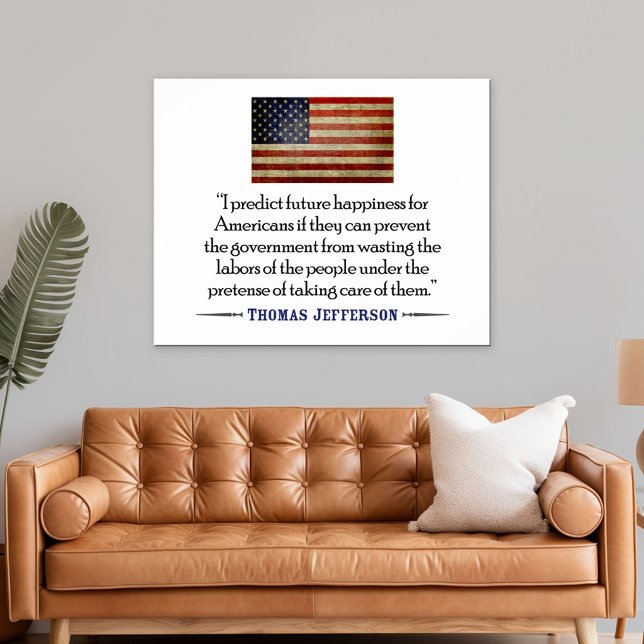 Póster Thomas Jefferson: Predigo felicidad futura... (Patriotic Poster)