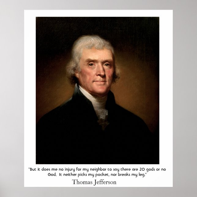 Póster Thomas Jefferson sobre el estado y la religión (Frente)
