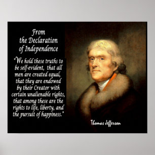 Póster Thomas Jefferson y Declaración De Independencia