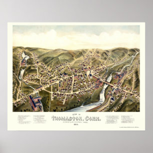 Póster Thomaston, CT Panoramic Map - 1879