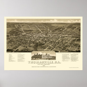 Póster Thomasville, GA Panoramic Map - 1885