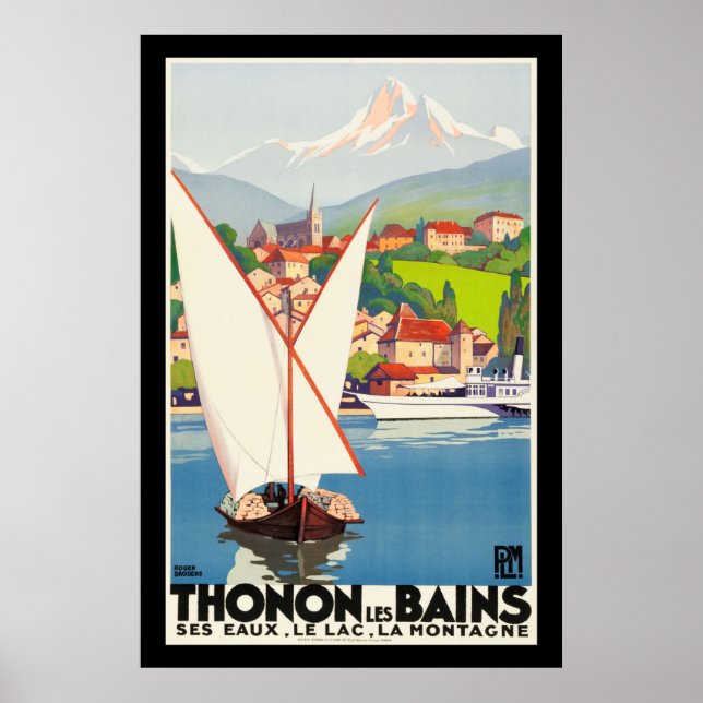 Póster Thonon Les Bains Francia Viaja Europa (Frente)