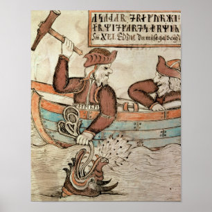 Póster Thor pescando la serpiente de Midgard