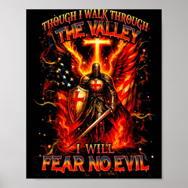Póster Though I Walk The Valley I Will Fear No Evil Quote (Frente)