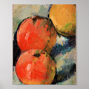 Póster Three Apples, still life painting by Paul Cezanne