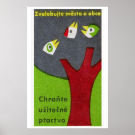 Póster Three Birds in Tree - Matchbox Print - Czech Wall
