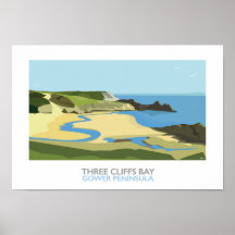 Three Cliffs Bay - Poster de ferrocarril