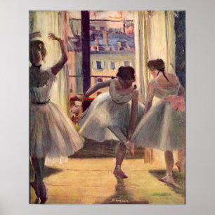 Póster Three dancers in a practice room by Edgar Degas