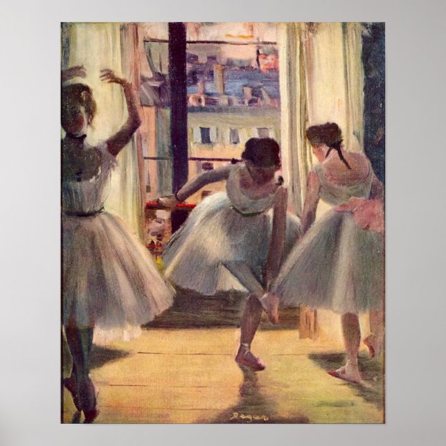 Póster Three dancers in a practice room by Edgar Degas (Frente)