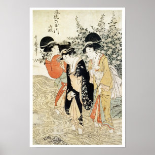 Póster Three girls paddling in a river, from the 'Fashion